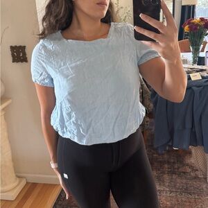 Light blue 100% linen tee